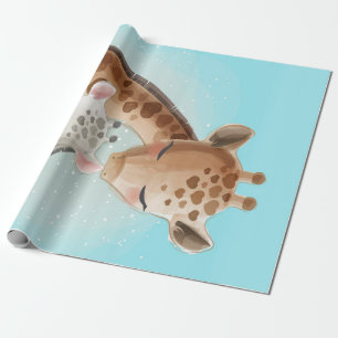Mummy And Baby Giraffe Gift For Baby Wrapping Paper