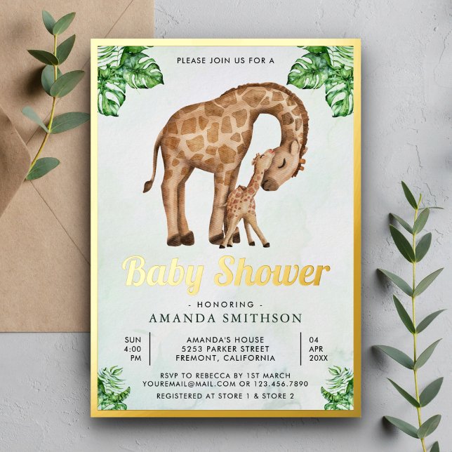Mummy and Baby Giraffe Safari Baby Shower Gold (Creator Uploaded)