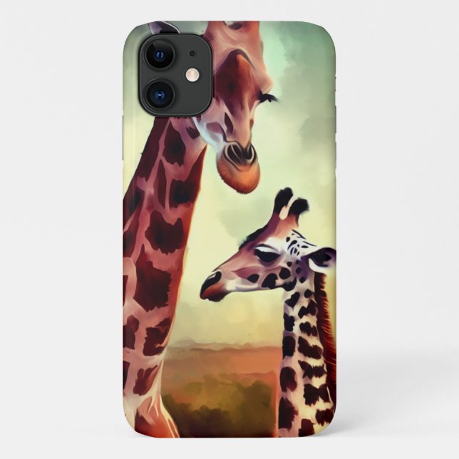 Mummy And Baby Giraffe Watercolour, Case-Mate iPhone Case (Back)
