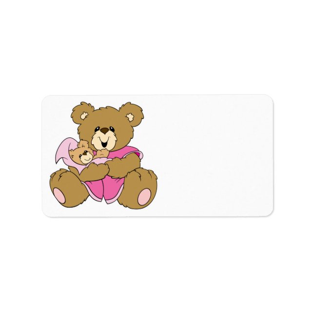 Mummy and Baby Girl Bear Label (Front)