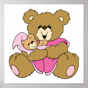 Mummy and Baby Girl Bear Poster