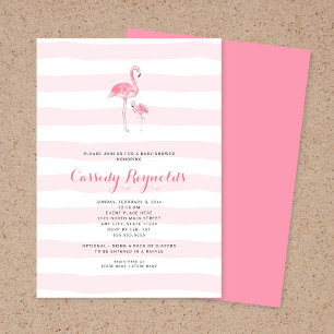 Mummy and baby girl Flamingo Baby Shower Invitation