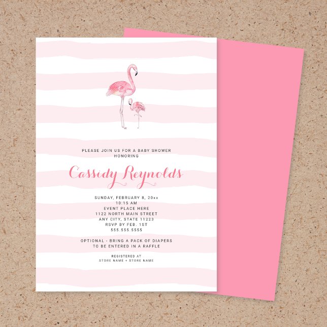 Mummy and baby girl Flamingo Baby Shower Invitation (Creator Uploaded)