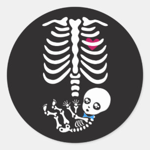 Mummy and Baby Halloween Skeleton Sticker (boy)