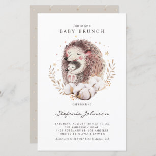 Mummy and Baby Hedgehogs Baby Shower Invitation