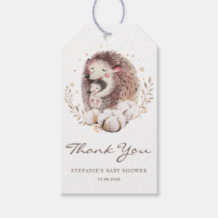 Mummy and Baby Hedgehogs Baby Shower Thank You Gift Tags