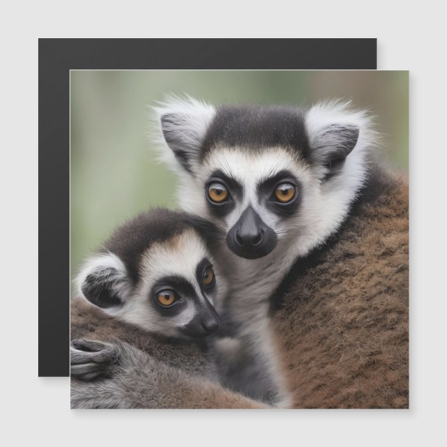 Mummy And Baby Lemur Having A Cuddle, (Front/Back)
