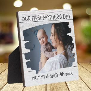 Mummy And Baby Photo First Mothers Day White Wood Plaque