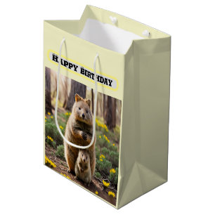 Mummy And Baby Quokka, Birthday Medium Gift Bag