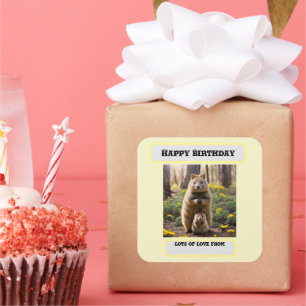 Mummy And Baby Quokka, Birthday Square Sticker