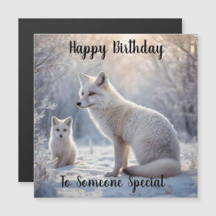 Mummy And Baby White Arctic Fox, Birthday Card