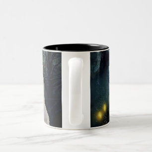 Mummy and Bats Halloween Two-Tone Coffee Mug