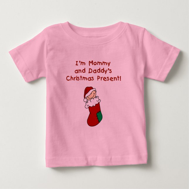 Mummy and Daddy's Christmas Present Baby T-Shirt (Front)