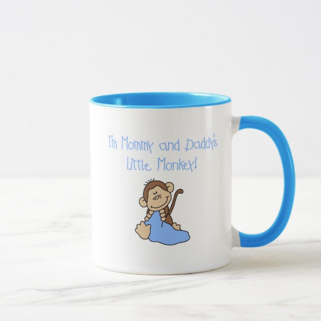 Mummy and Daddy's Monkey -Blue Tshirts and Gifts Mug (Right)