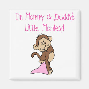 Mummy and Daddy's Monkey - Pink Tshirts and Gifts Magnet
