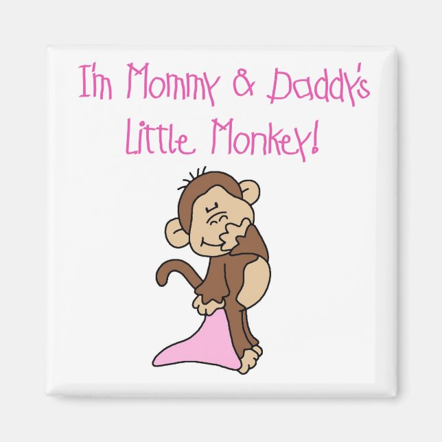 Mummy and Daddy's Monkey - Pink Tshirts and Gifts Magnet (Front)