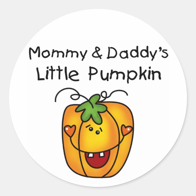 Mummy and Daddy's Pumpkin Tshirts and Gifts Classic Round Sticker (Front)