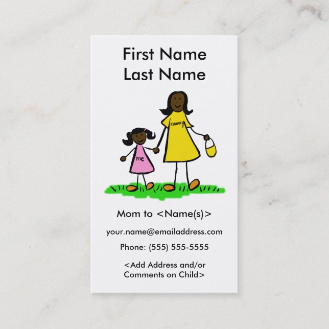 Mummy and Daughter Custom Calling Playdate Cards (Front)