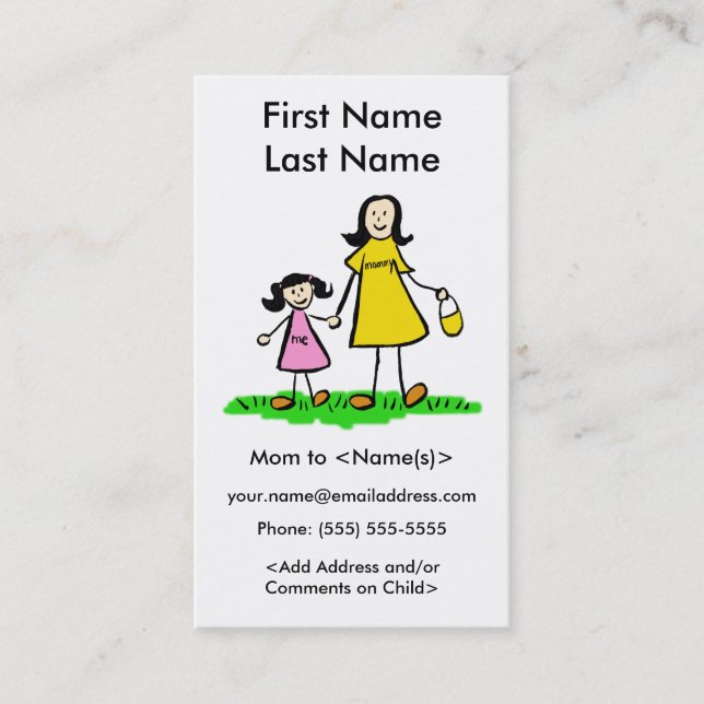 Mummy and Daughter Custom Calling Playdate Cards (Front)