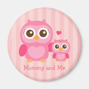 Mummy and Me, Cute Baby Owl, Pink Magnet