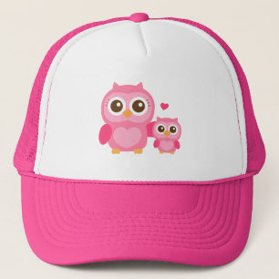 Mummy and Me, Cute Baby Owl, Pink Trucker Hat