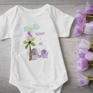 Mummy and Me   Lilac Mum and Baby Elephant Bodysuit