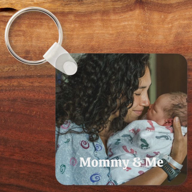 Mummy and Me typography Custom photo Personalised Key Ring (Front)
