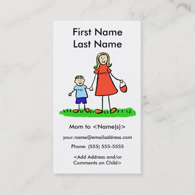 Mummy and Son Custom Photo Calling Playdate Cards (Front)