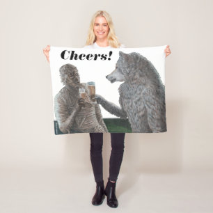 Mummy and Werewolf Drinking Fantasy Art Blanket