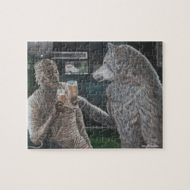 Mummy and Werewolf Drinking Small Fantasy Puzzle (Horizontal)