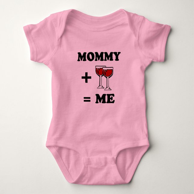 Mummy and wine equals me baby t-shirt baby bodysuit (Front)