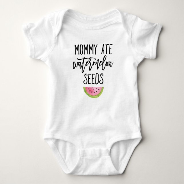 Mummy Ate Watermelon Seeds Baby Bodysuit (Front)