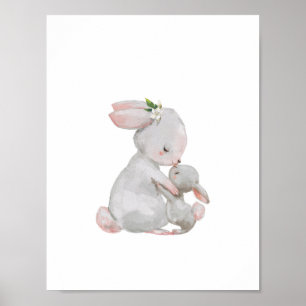 Mummy Baby  Bunny Snuggle  art print 