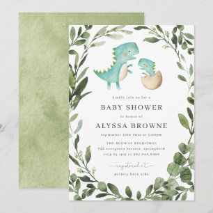 Mummy Baby Dinosaur Baby Shower Invitation