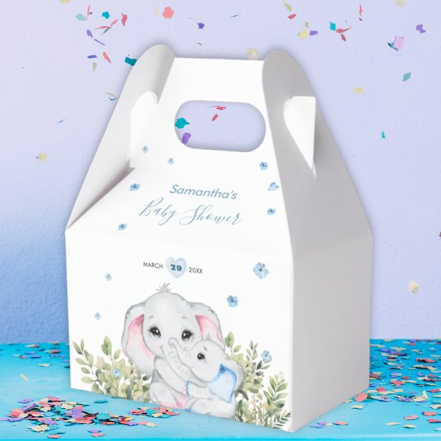  Mummy Baby Elephant Greenery Baby Shower Favour Box (Creator Uploaded)