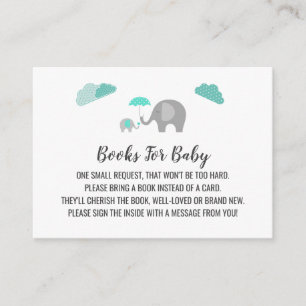 Mummy Baby Elephant with Clouds Baby Book Request Enclosure Card