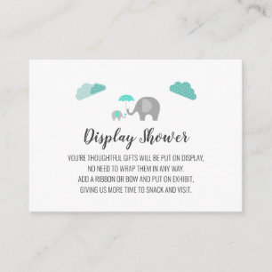 Mummy Baby Elephant with Clouds Display Shower Enclosure Card
