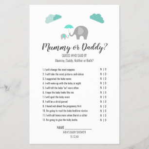 Mummy Baby Elephant with Clouds Mummy/Daddy Game Flyer