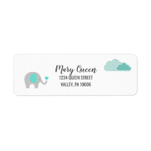 Mummy Baby Elephant with Clouds Return Address Label