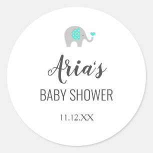 Mummy Baby Elephant with Clouds Shower Envelope Classic Round Sticker