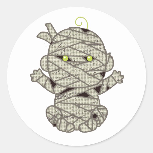 Mummy Baby Eyes Green ID683 Classic Round Sticker (Front)