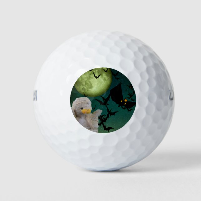 Mummy, Bat & Moon Halloween Golf Balls (Front)