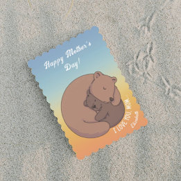 Mummy Bear Hugging Baby Bear Cub Mother's Day Card