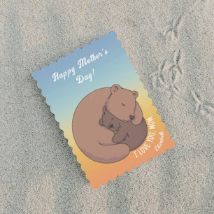 Mummy Bear Hugging Baby Bear Cub Mother's Day Card