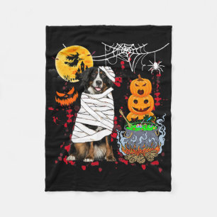 Mummy Bernese Mountain Dog Halloween Dog Scary Pum Fleece Blanket