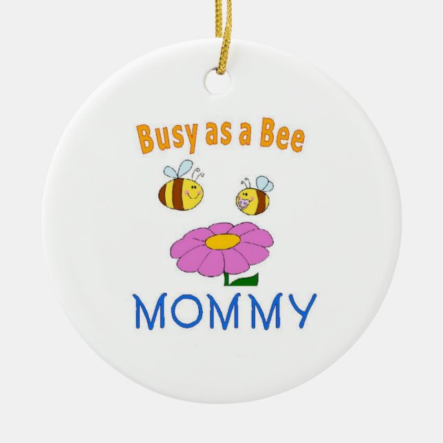 Mummy Busy as a Bee Ceramic Tree Decoration (Front)