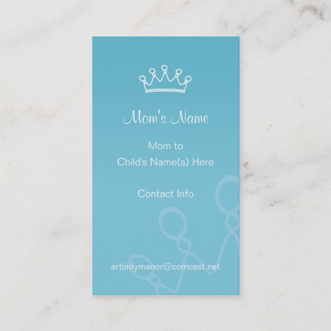 Mummy Calling Card - Blue Crown (Front)