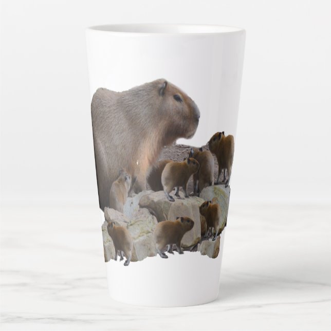 Mummy Capybara With Babies, Lattee Mug (Front)