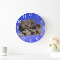 Mummy Capybara With Babies, Wall Clock