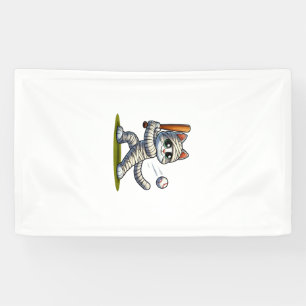 Mummy Cat Baseball Pumpkin Halloween. Tank Top Banner